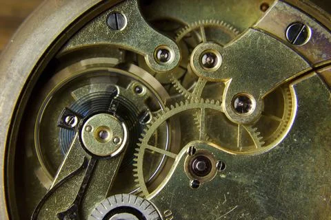 Macro shot of a clockwork with gears Macro shot of a clockwork with gears Stock Photos