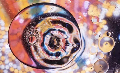 Macro shot of the colorful liquid pattern. Stock Photos
