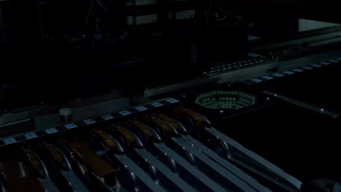 Macro shot of component placement with bright strobe light quality control. 動画素材 337072675
