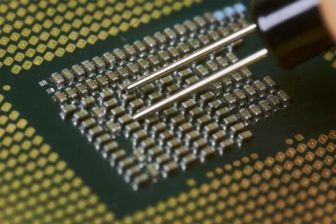 Macro-shot of computer microchip processor 写真素材
