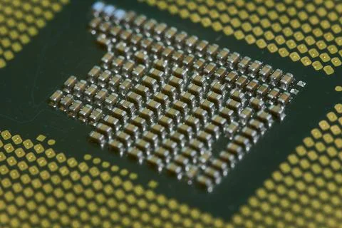 Macro-shot of computer microchip processor 写真素材