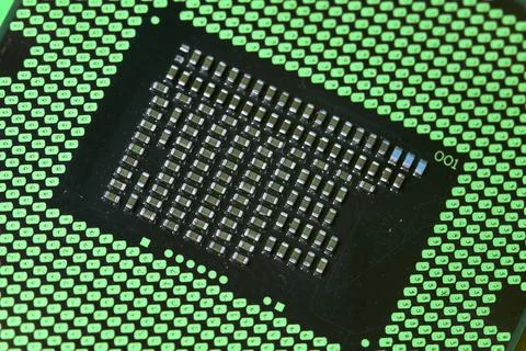 Macro-shot of computer microchip processor 写真素材