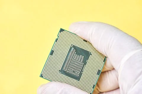 Macro-shot of computer microchip processor 스톡 사진