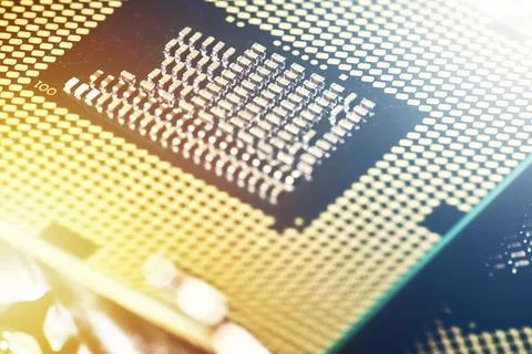 Macro-shot of computer microchip processor 写真素材