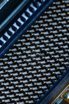 Macro  shot of the computer motherboard socket Stock Photos