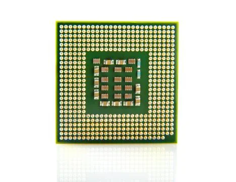 Macro shot of computer processor isolated on white background. 写真素材
