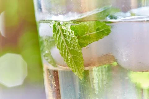 Macro shot of cool drink with mint Stock Photos