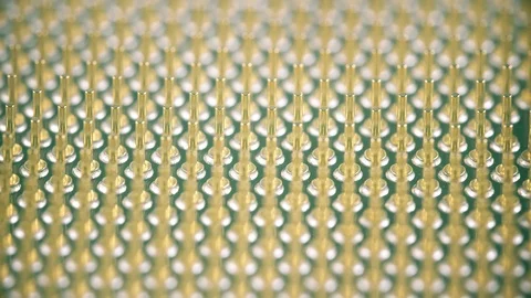 Macro shot of CPU or central processor unit pins Stock Footage 95197648