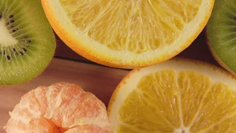 Macro shot of a cut citrus fruit from above Stock Footage 332081325