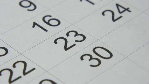 Macro shot date of month on calendar circled by color marker. Stock Footage 143195213
