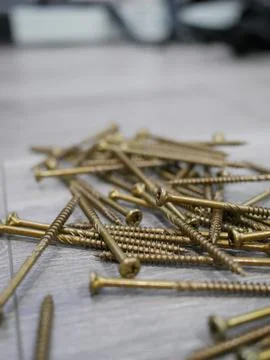Macro shot of deck screws Stock Photos