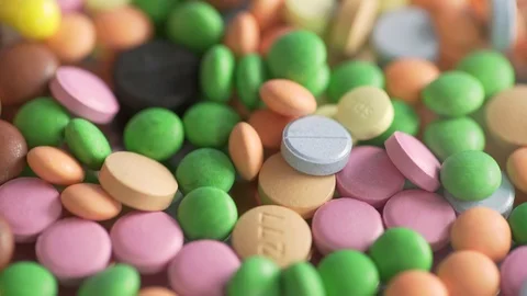 Macro shot Of Different Medication Pills Stock-Footage 115579321