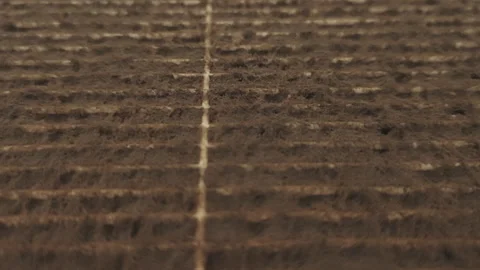 Macro shot of a dirty, clogged home furnace air filter. Heavy accumulation Stock Footage 345671413