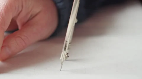 Macro Shot Drawing Perfect Circle, Extreme Precision Geometry in Action Stock Footage 333508248