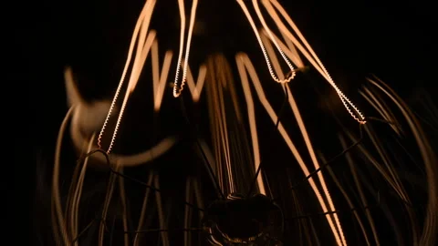 Macro shot of Edison bulb. The filament in the Edison lamp becomes hot and glows Stock Footage 300891755