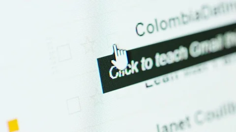 Macro shot of email inbox browsing on a computer monitor Stock Footage 92765012