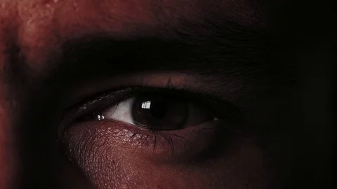 Macro shot. Eye opening and closing. Stock Footage 82877522