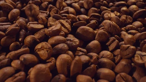 Macro shot of falling coffee beans Stock-Footage 112240383