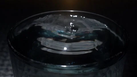 Macro shot a Falling Drop of Water into a glass against a black background Stock-Footage 233962016