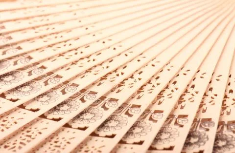 Macro shot of a fan with floral pattern Stock Photos