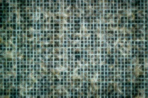 Macro shot of fine fabric threads in square shape and recesses Stock Illustration