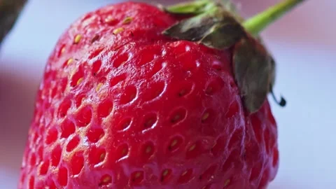Macro shot of fresh red strawberry texture background. Stock Footage 340335115