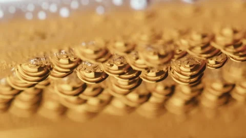 Macro shot of a glass with lager beer, bubbles in the glass Stock Footage 309869193
