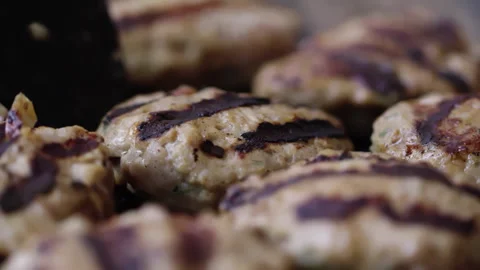 Macro shot of Grilled Meatballs Stock Footage 240852018