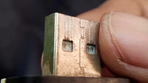 Macro Shot of Hand Holding USB-A Connector Stock Footage 310365262