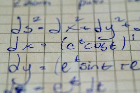Macro shot handwritten arc length formula notebook 스톡 사진