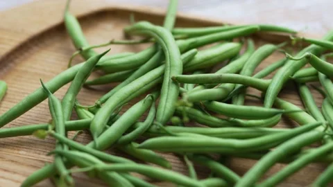 Macro shot of healthy organic string beans prepared for culinary cooking Stock Footage 343555648