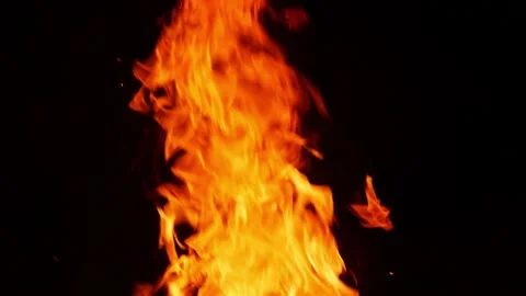 Macro shot of high fire flames, High fire flames close view Stock Footage 150715235