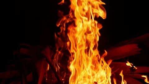 Macro shot of high fire flames, High fire flames close view Video stock 150715487