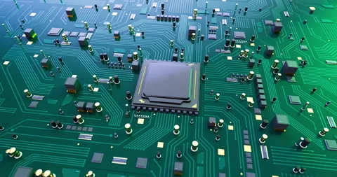 Macro Shot Of A High Tech AI Modern Motherboard. Powerful Computer Processor. Stock Footage 264522664