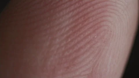 Macro shot of human fingerprints. The structure of the finger surface, pores Stock Footage 252512578