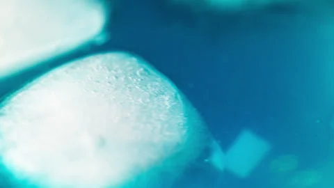 Macro shot of ice cubes inside a blue cocktail Stock Footage 323028041