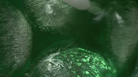 Macro Shot With Ice Cubes In A Soda Tonic Fizzy Water Stock Footage 120984929