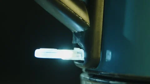 Macro shot of a kettle button going off as the water boils, Germany Stock Footage 293565141