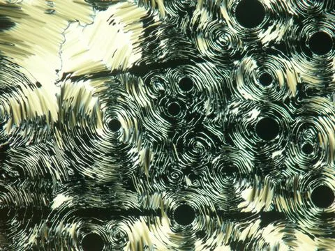 Macro shot of liquid crystal under the polarized light microscope. Stock Photos