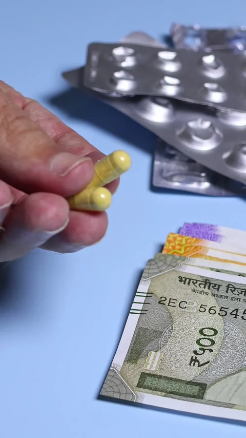Macro shot of man's hands taking pills. Stock Footage 303243990
