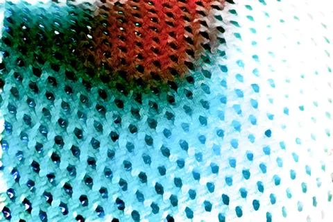 Macro shot of a mesh-like wavy red bright blue surface with holes Stock Illustration