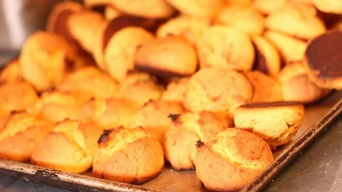 Macro shot of Mexican sweet bread on tray Stock-Footage 130085268