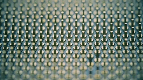 Macro shot of multiple CPU or central processor unit pins Stock Footage 95253249