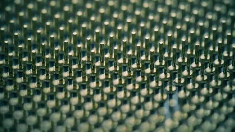 Macro shot of multiple CPU or central processor unit pins Stock Photos