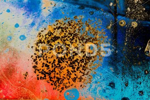 Macro shot of oil bubbles over colored background Stock Illustration