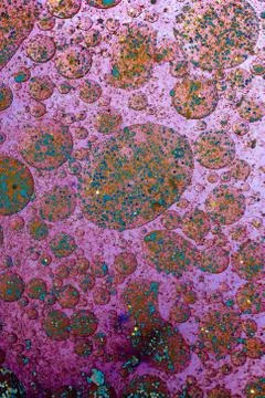 Macro shot of oil bubbles over colored background Stock Illustration