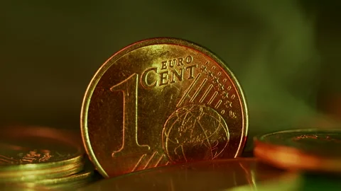 Macro Shot of One Euro Cent Coin with Changing RGB Light 動画素材 338185364