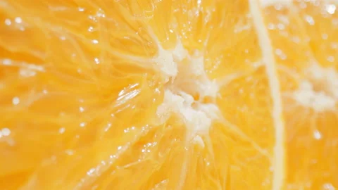 Macro shot of orange flesh structure. Close-up fruit texture. Stock Footage 150395155