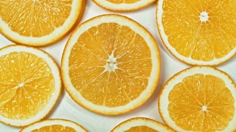 Macro shot of orange fruit and rotate.Close up fresh citrus orange. Nature Stock Footage 138802872