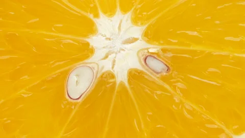 Macro shot of orange fruit. Fresh orange citrus top view Video stock 149069580